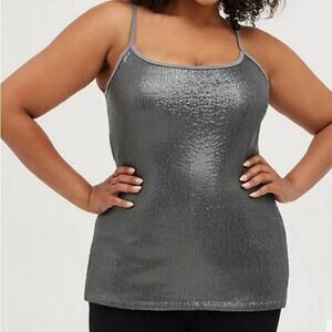 NWT Torrid Silver Sequin Foxy Camisole Women's size 2X
